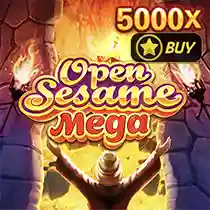 "Open Sesame Mega" slot icon with a character opening a treasure cave and a 5000x multiplier.