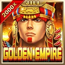 Game icon for "Golden Empire" featuring an Aztec leader adorned in traditional headgear, with a 2000x win potential banner.