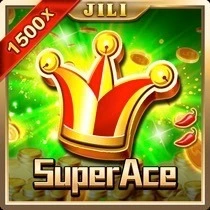 The 'Super Ace' slot game icon from JILI Games, featuring a regal crown and a multiplier, set against a green, vibrant background.