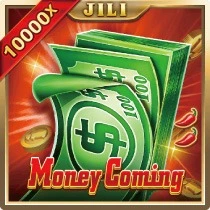 "Money Coming" slot icon with a roll of dollar bills and a 10000x jackpot banner from JILI.