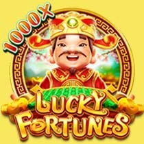 "Lucky Fortunes" slot icon with a joyful God of Wealth and a 1000x multiplier by FaChai.