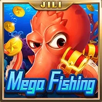"Mega Fishing" game icon showing an octopus with a treasure chest, part of the JILI Fishing Jackpot series.