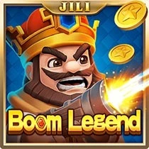 "Boom Legend" game icon with an animated king character and exploding coins by JILI.