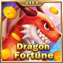 "Dragon Fortune" game icon displaying a fierce red dragon amid golden coins by JILI.