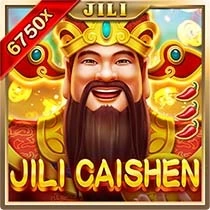 "JILI Caishen" game icon with a cheerful Chinese deity promising a 6750x jackpot.