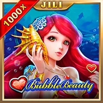 "Bubble Beauty" slot game icon featuring a mermaid with a 1000x win potential by JILI.