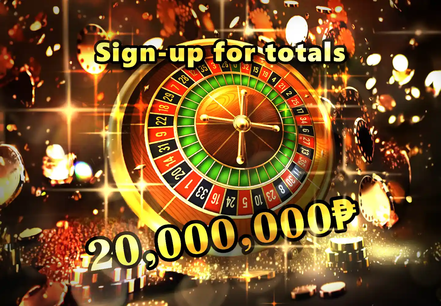 Nuebe Gaming free coins offer: Sign-up to claim a total of 20,000,000₱, showcased by a vibrant roulette wheel and a festive backdrop of golden confetti and casino chips.