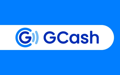 GCash logo on a blue and white background.