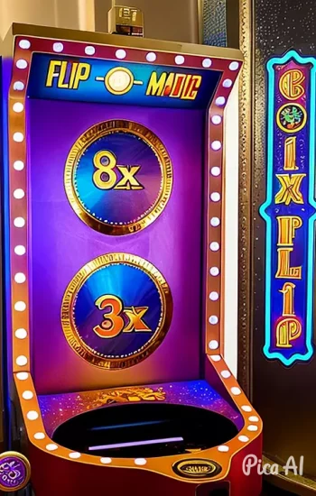 Crazy Time's Coin Flip bonus game machine with multipliers displayed.
